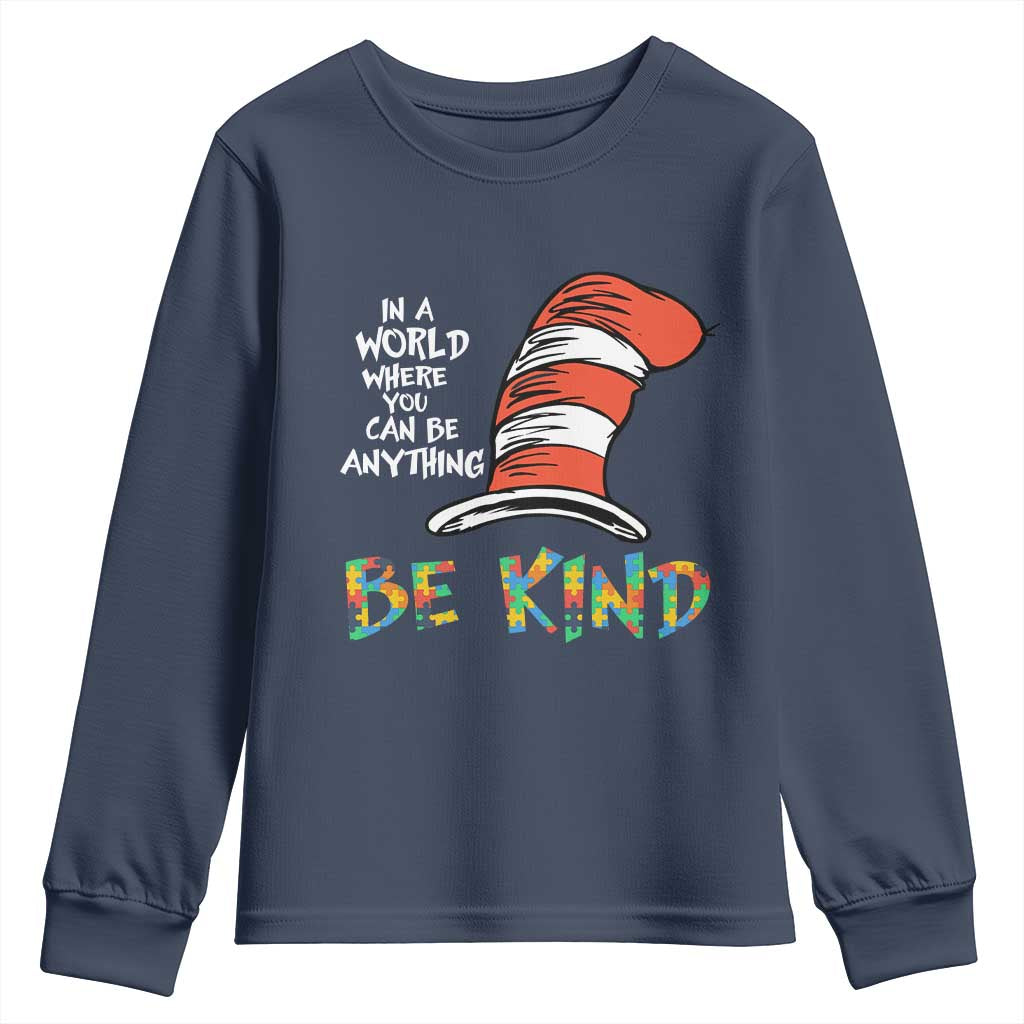 Autism Awareness Youth Sweatshirt Why Fit In When You Were Born To Stand Out Cat In Hat