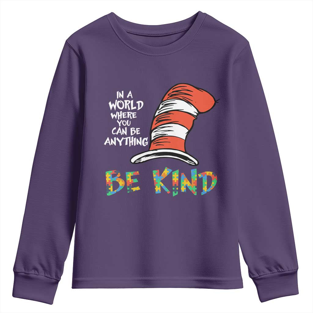 Autism Awareness Youth Sweatshirt Why Fit In When You Were Born To Stand Out Cat In Hat