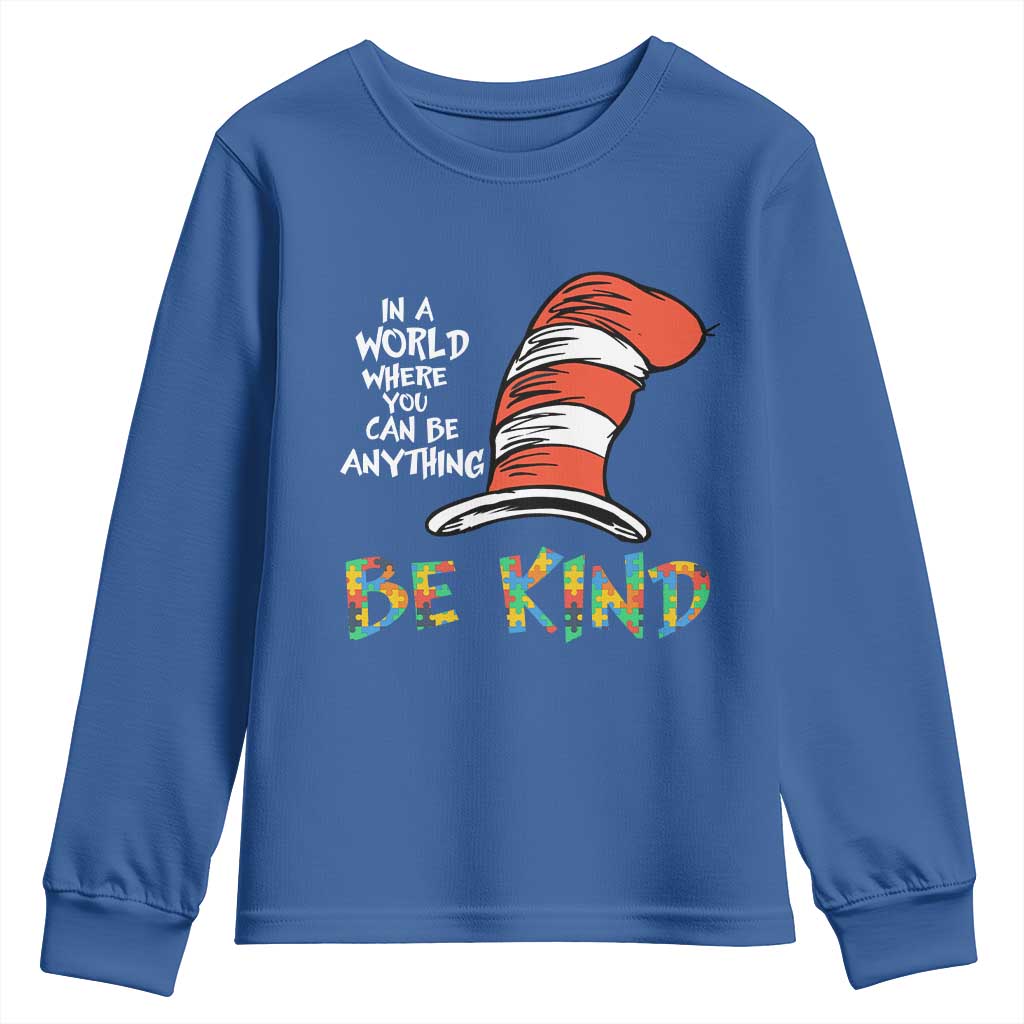 Autism Awareness Youth Sweatshirt Why Fit In When You Were Born To Stand Out Cat In Hat