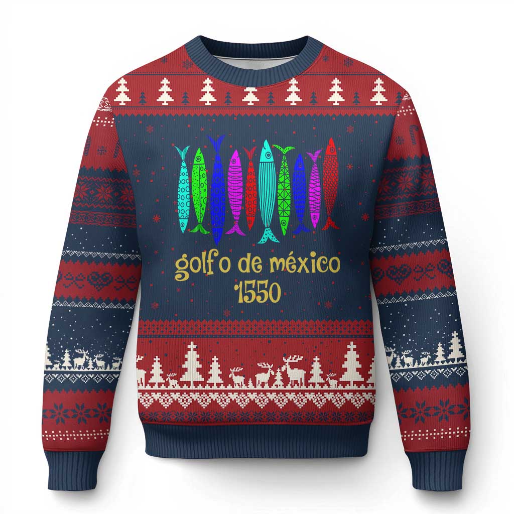 Gulf of Mexico Ugly Christmas Sweater Golfo de México 1550 Retro Tuna - Wonder Print Shop