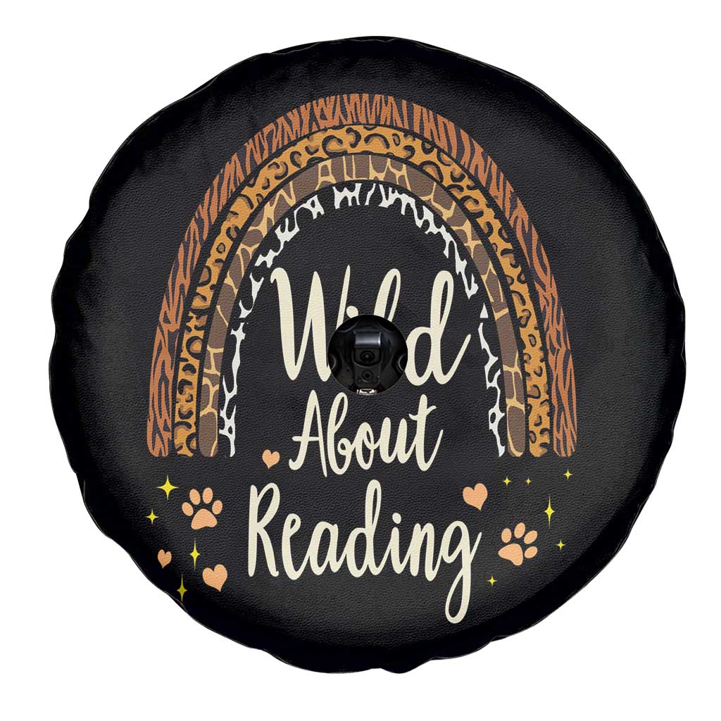 Wild About Reading Spare Tire Cover Teacher Student Back to School Retro Rainbow