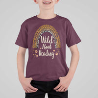 Wild About Reading T Shirt For Kid Teacher Student Back to School Retro Rainbow