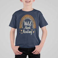 Wild About Reading T Shirt For Kid Teacher Student Back to School Retro Rainbow