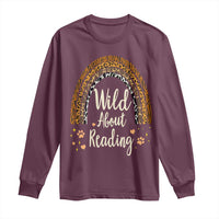 Wild About Reading Long Sleeve Shirt Teacher Student Back to School Retro Rainbow