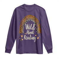 Wild About Reading Long Sleeve Shirt Teacher Student Back to School Retro Rainbow