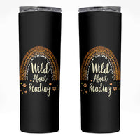 Wild About Reading Skinny Tumbler Teacher Student Back to School Retro Rainbow