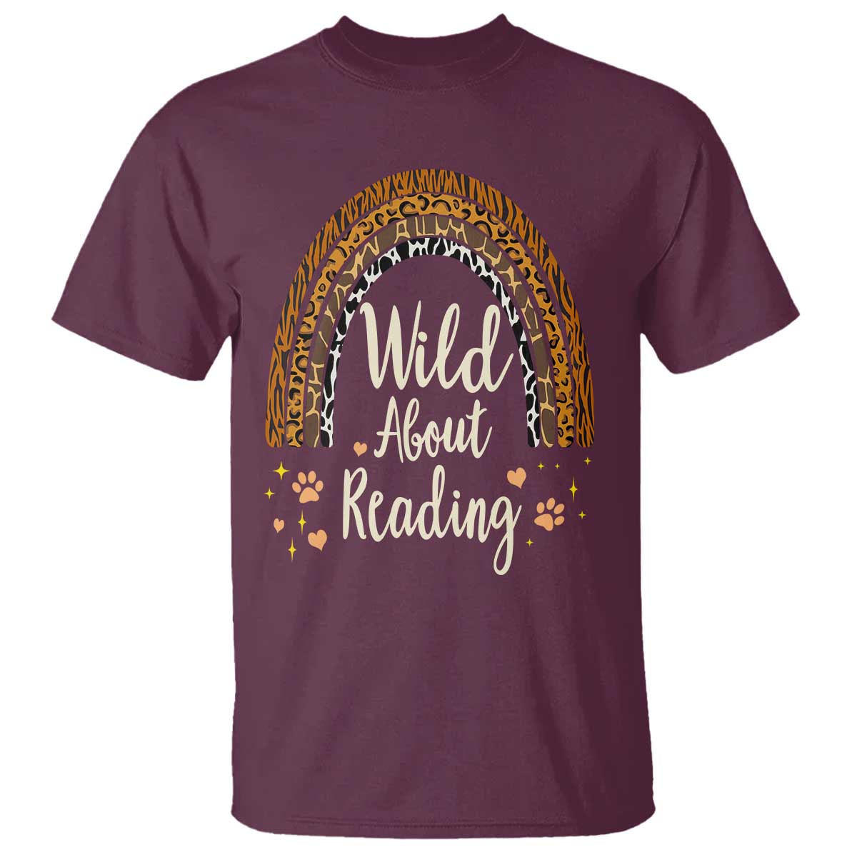Wild About Reading T Shirt Teacher Student Back to School Retro Rainbow