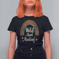 Wild About Reading T Shirt For Women Teacher Student Back to School Retro Rainbow