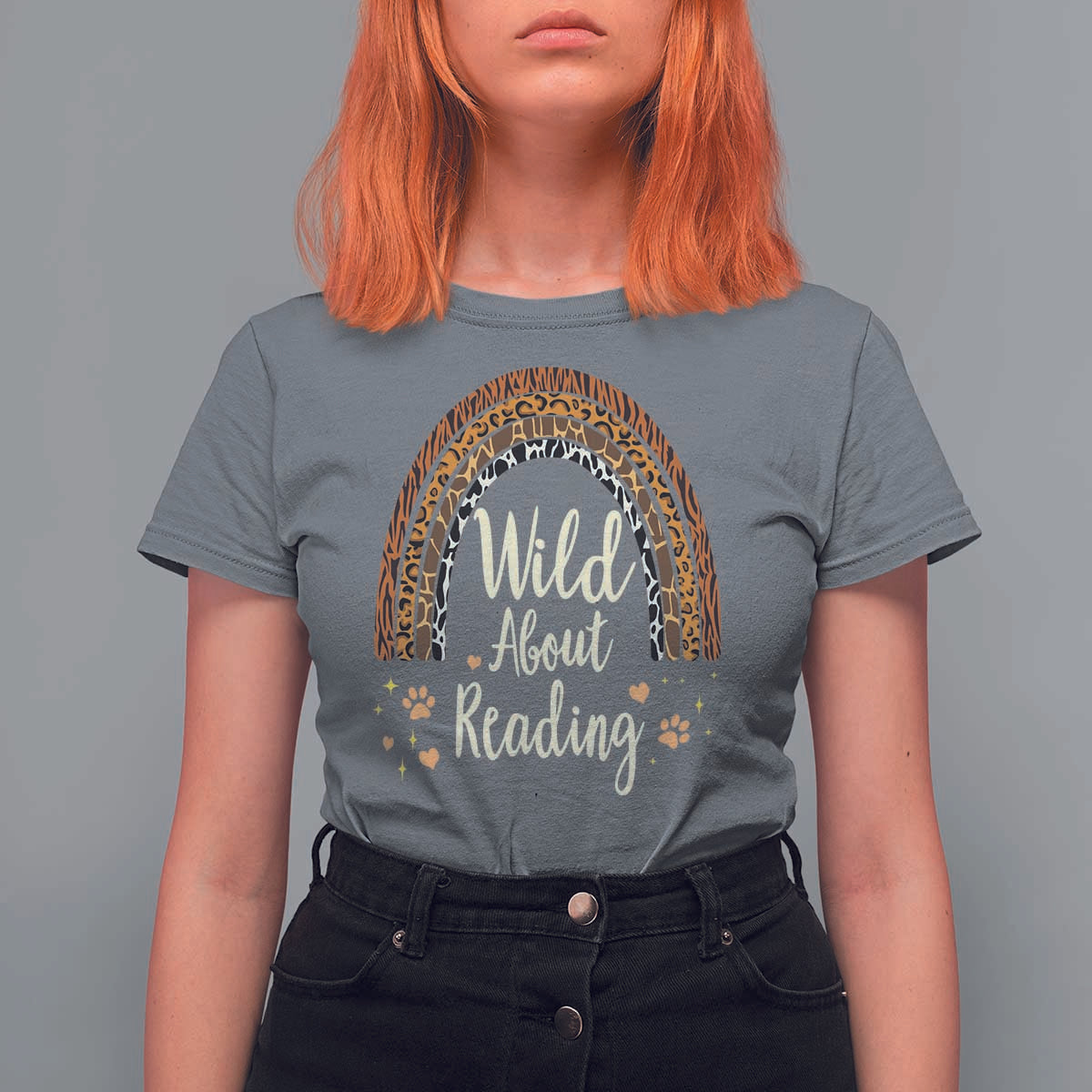 Wild About Reading T Shirt For Women Teacher Student Back to School Retro Rainbow