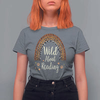 Wild About Reading T Shirt For Women Teacher Student Back to School Retro Rainbow