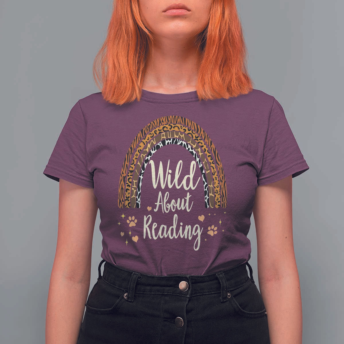 Wild About Reading T Shirt For Women Teacher Student Back to School Retro Rainbow