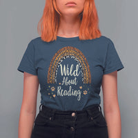 Wild About Reading T Shirt For Women Teacher Student Back to School Retro Rainbow
