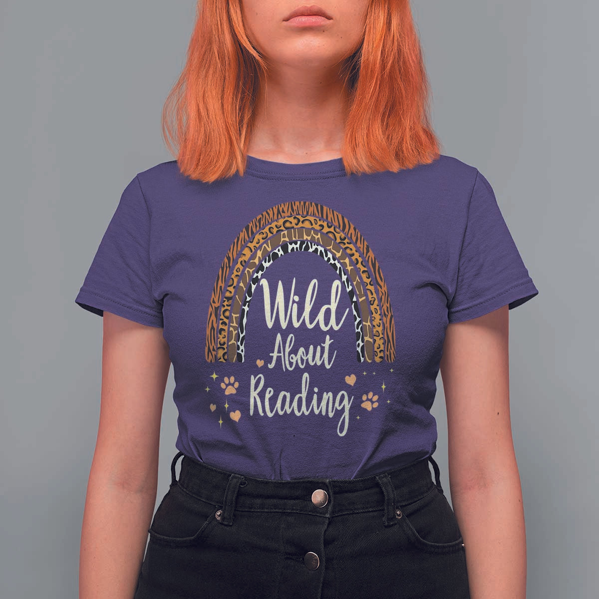 Wild About Reading T Shirt For Women Teacher Student Back to School Retro Rainbow