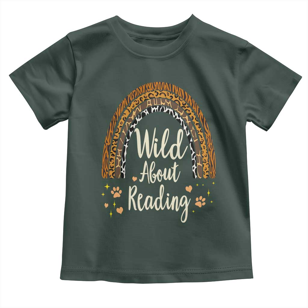 Wild About Reading Toddler T Shirt Teacher Student Back to School Retro Rainbow