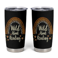 Wild About Reading Tumbler Cup Teacher Student Back to School Retro Rainbow