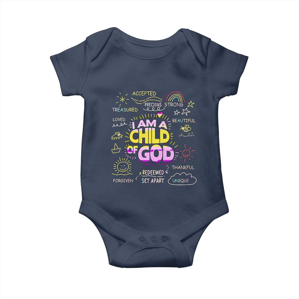 I Am A Child Of God Baby Onesie Retro Christian Jesus Faith