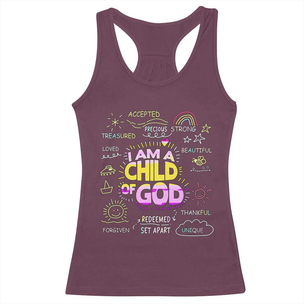 I Am A Child Of God Racerback Tank Top Retro Christian Jesus Faith