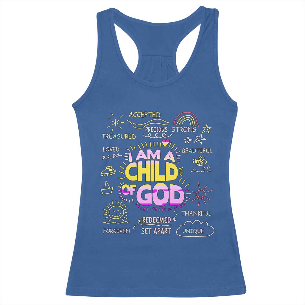 I Am A Child Of God Racerback Tank Top Retro Christian Jesus Faith