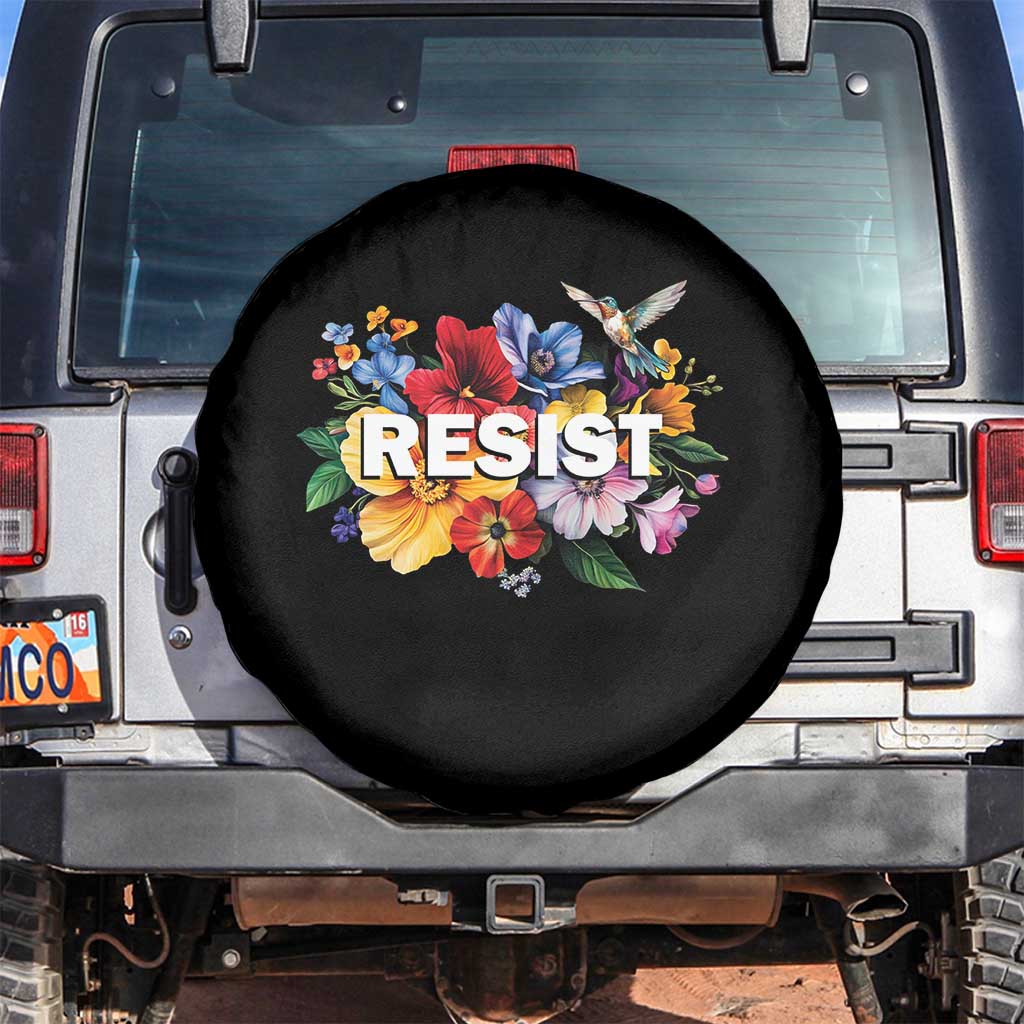 Resist Floral Spare Tire Cover Retro Botanical Graphic