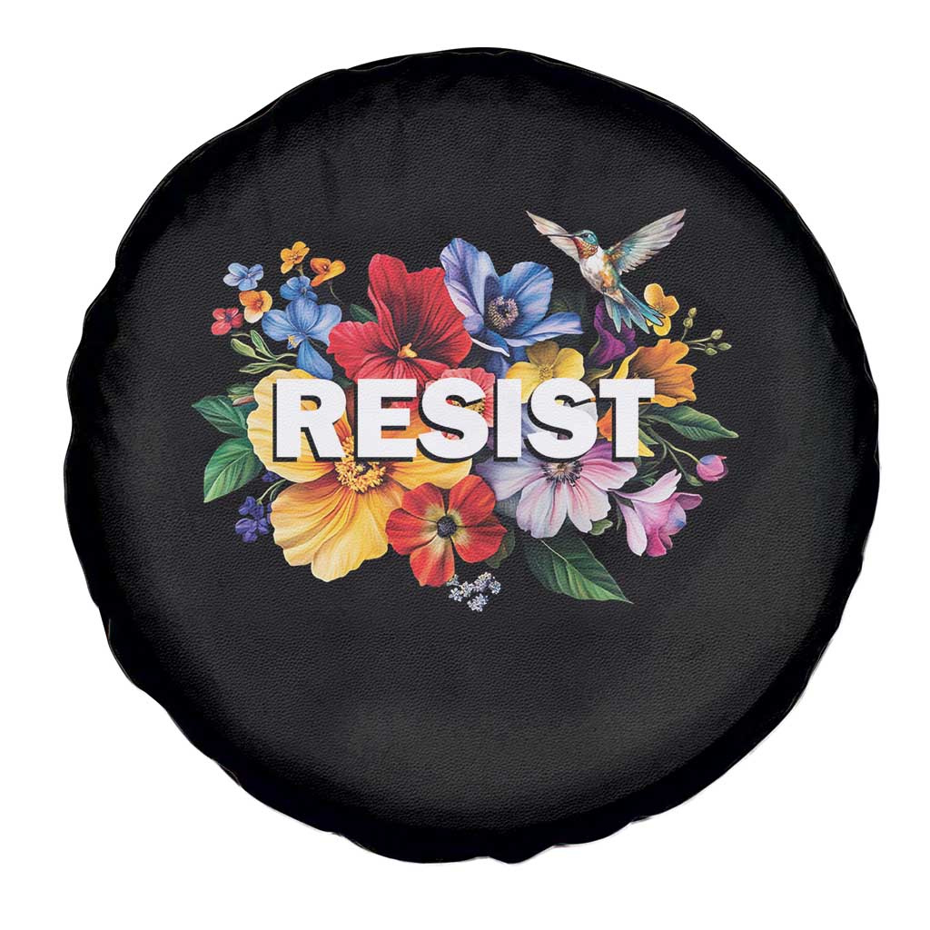 Resist Floral Spare Tire Cover Retro Botanical Graphic