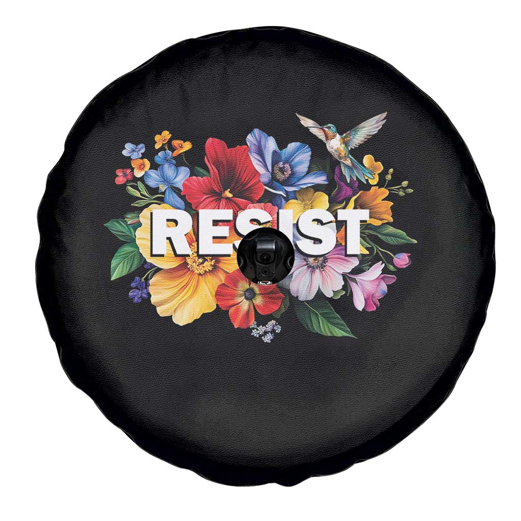 Resist Floral Spare Tire Cover Retro Botanical Graphic