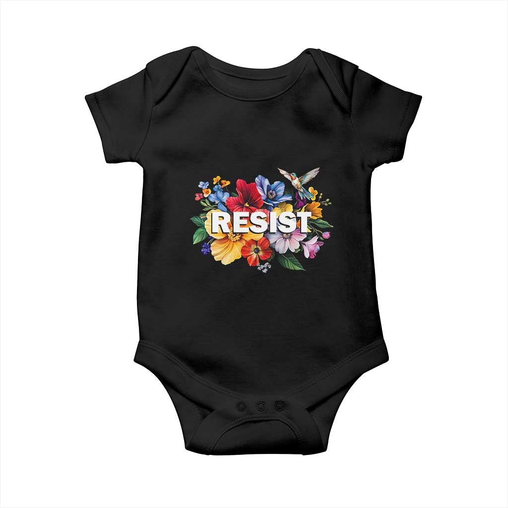 Resist Floral Baby Onesie Retro Botanical Graphic