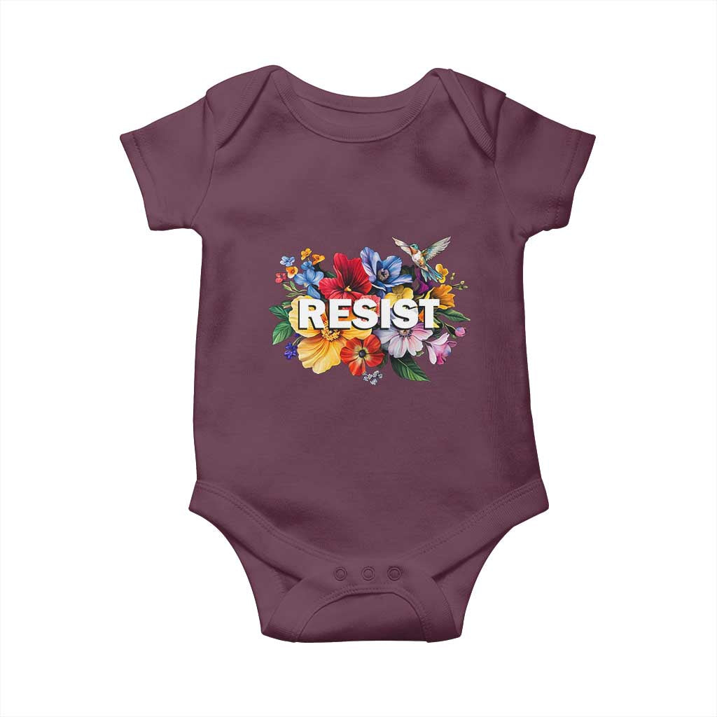 Resist Floral Baby Onesie Retro Botanical Graphic