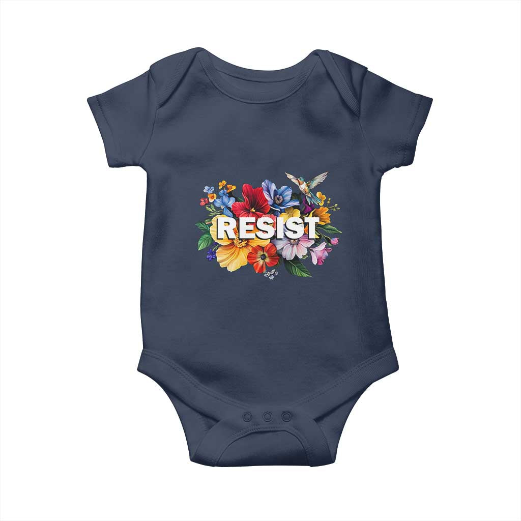 Resist Floral Baby Onesie Retro Botanical Graphic