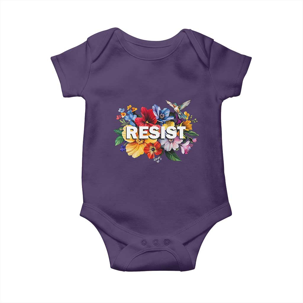 Resist Floral Baby Onesie Retro Botanical Graphic