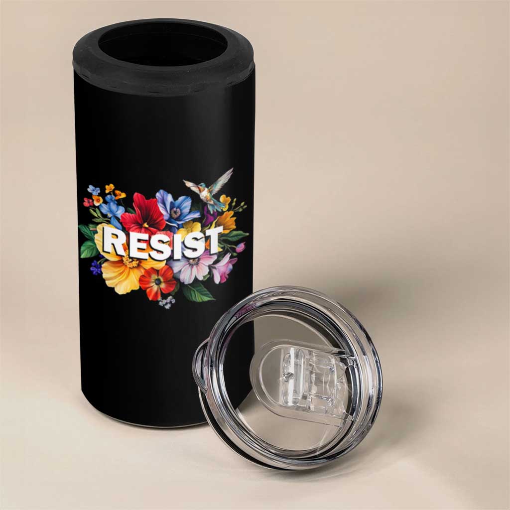 Resist Floral 4 in 1 Can Cooler Tumbler Retro Botanical Graphic