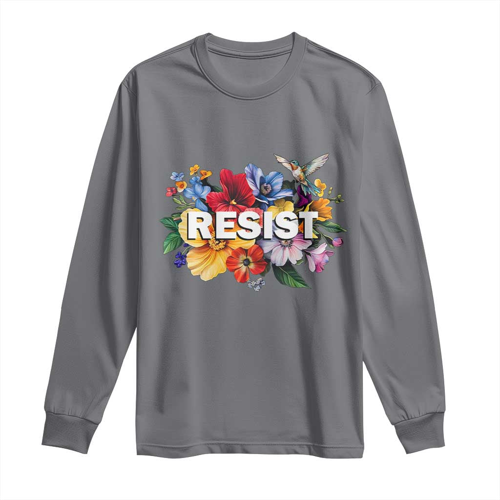 Resist Floral Long Sleeve Shirt Retro Botanical Graphic