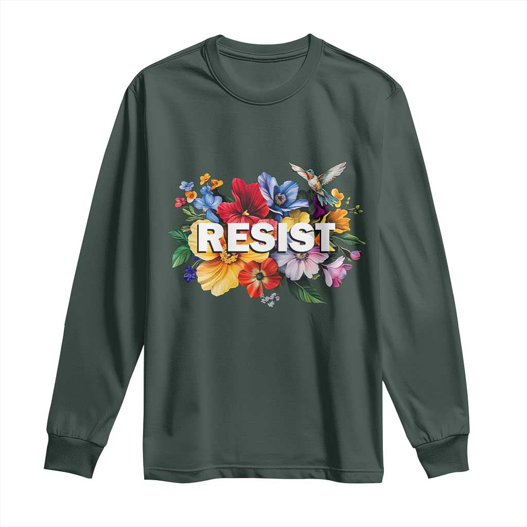 Resist Floral Long Sleeve Shirt Retro Botanical Graphic