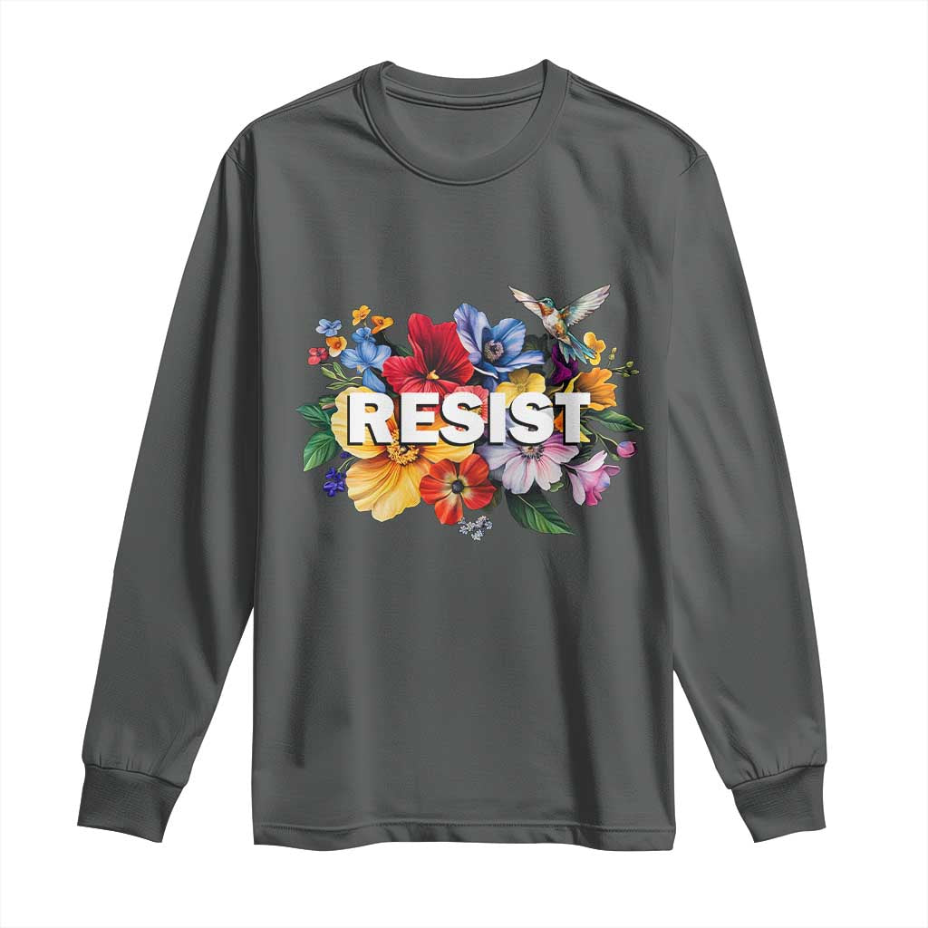 Resist Floral Long Sleeve Shirt Retro Botanical Graphic