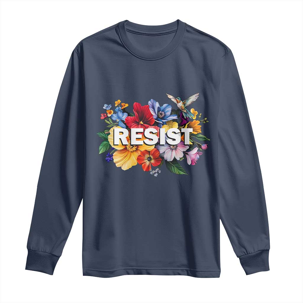 Resist Floral Long Sleeve Shirt Retro Botanical Graphic
