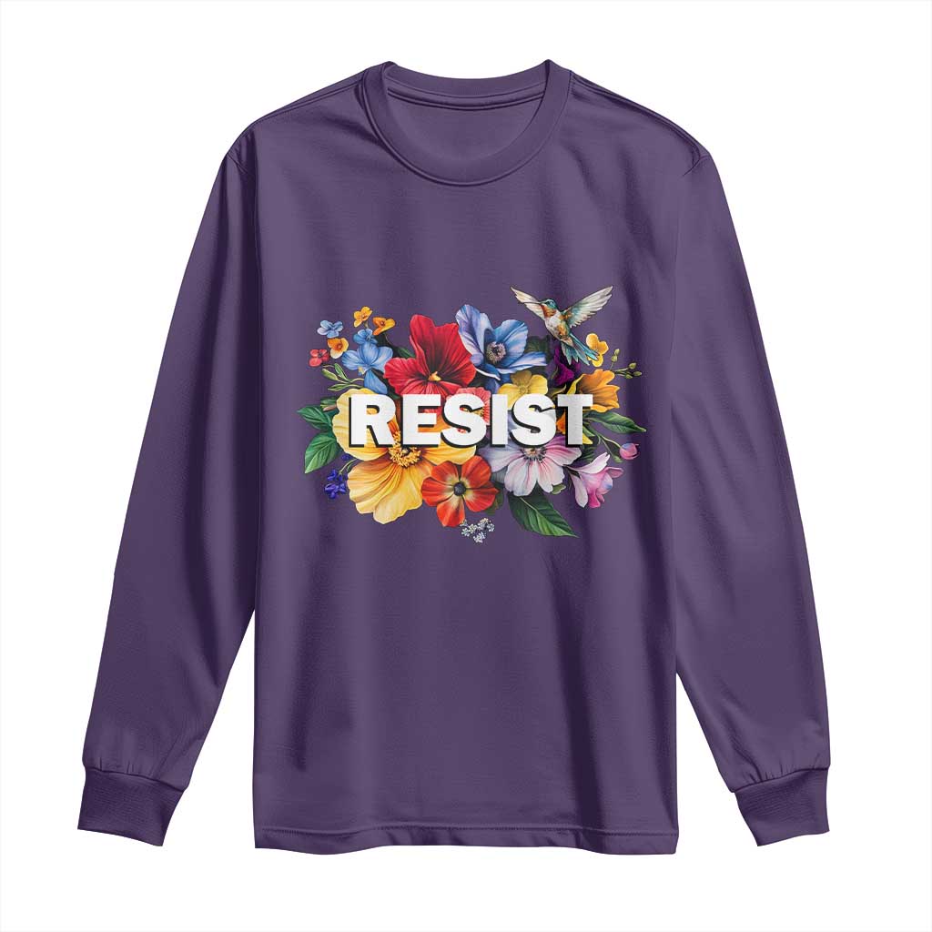 Resist Floral Long Sleeve Shirt Retro Botanical Graphic