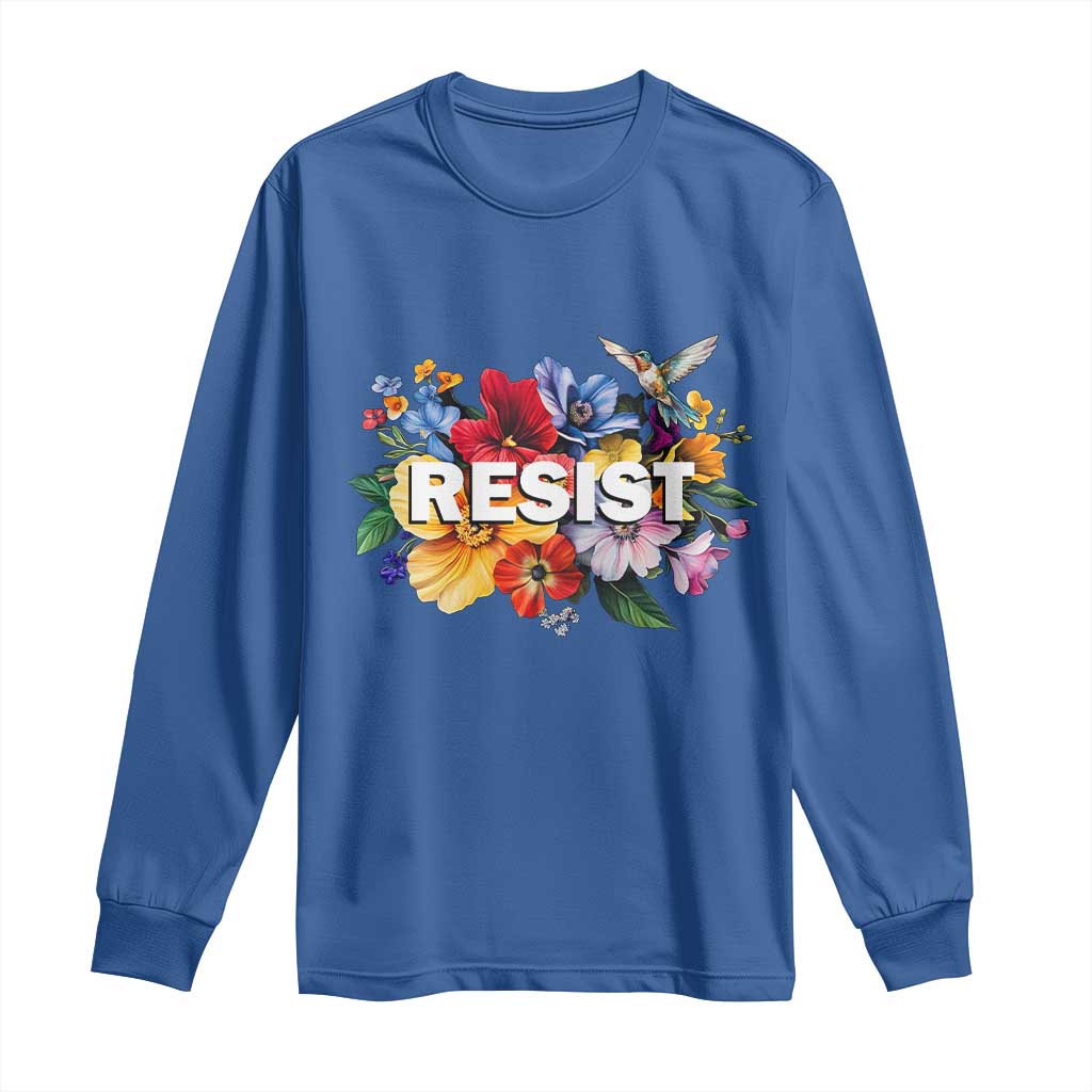Resist Floral Long Sleeve Shirt Retro Botanical Graphic