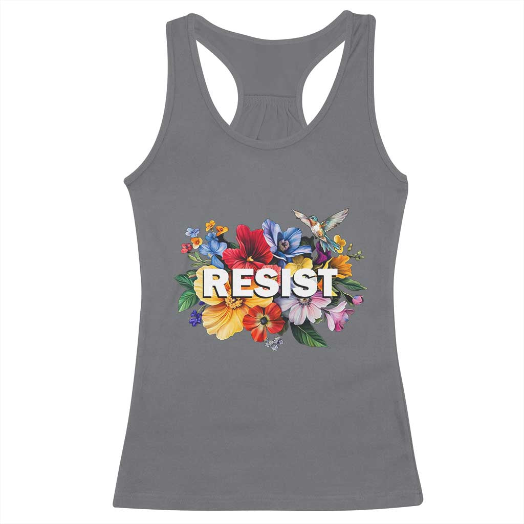Resist Floral Racerback Tank Top Retro Botanical Graphic