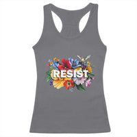 Resist Floral Racerback Tank Top Retro Botanical Graphic