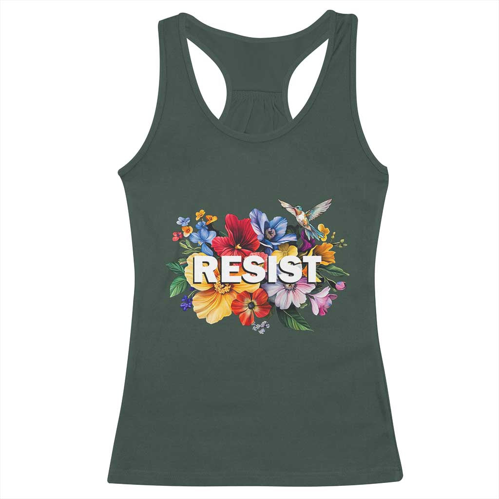 Resist Floral Racerback Tank Top Retro Botanical Graphic