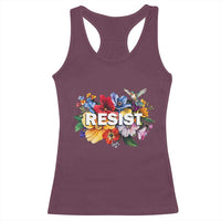 Resist Floral Racerback Tank Top Retro Botanical Graphic