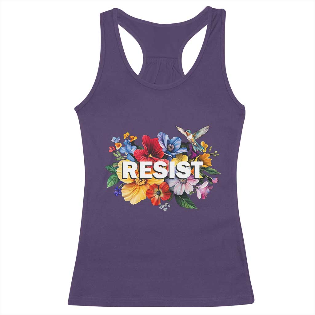 Resist Floral Racerback Tank Top Retro Botanical Graphic