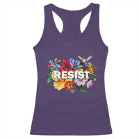 Resist Floral Racerback Tank Top Retro Botanical Graphic