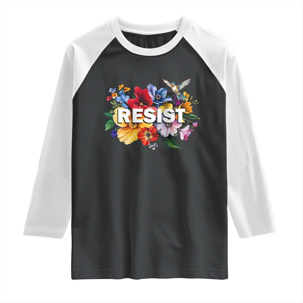 Resist Floral Raglan Shirt Retro Botanical Graphic