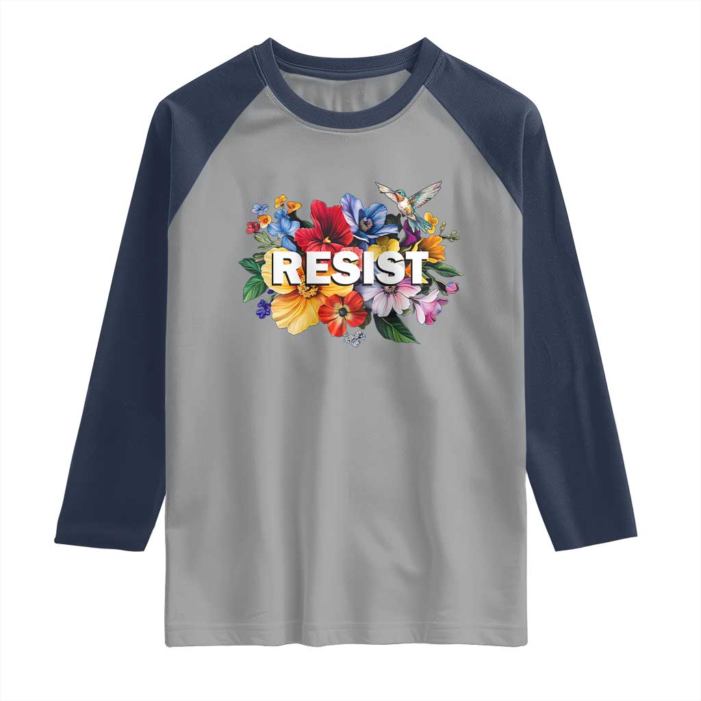 Resist Floral Raglan Shirt Retro Botanical Graphic