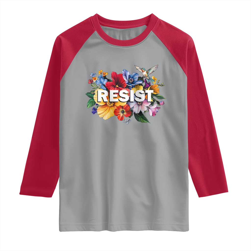 Resist Floral Raglan Shirt Retro Botanical Graphic