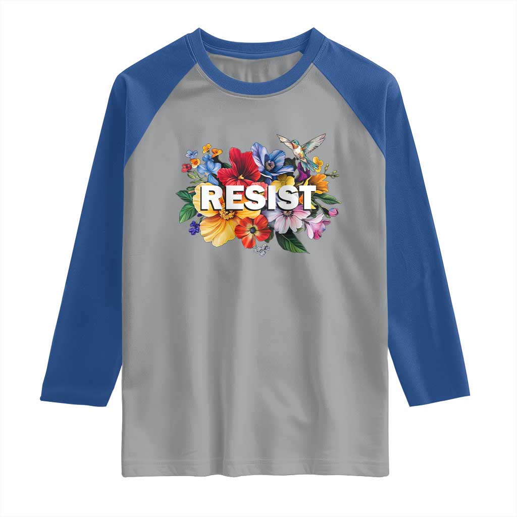 Resist Floral Raglan Shirt Retro Botanical Graphic