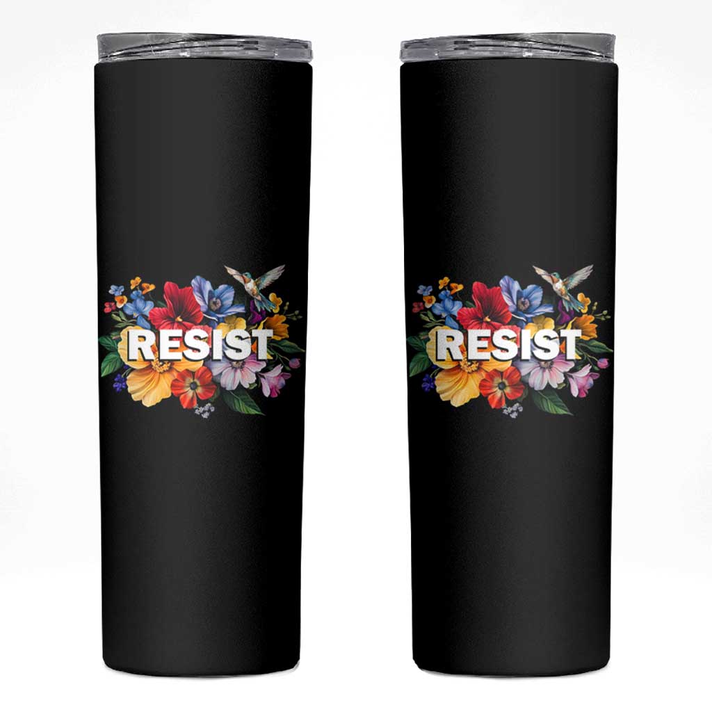 Resist Floral Skinny Tumbler Retro Botanical Graphic