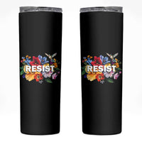 Resist Floral Skinny Tumbler Retro Botanical Graphic