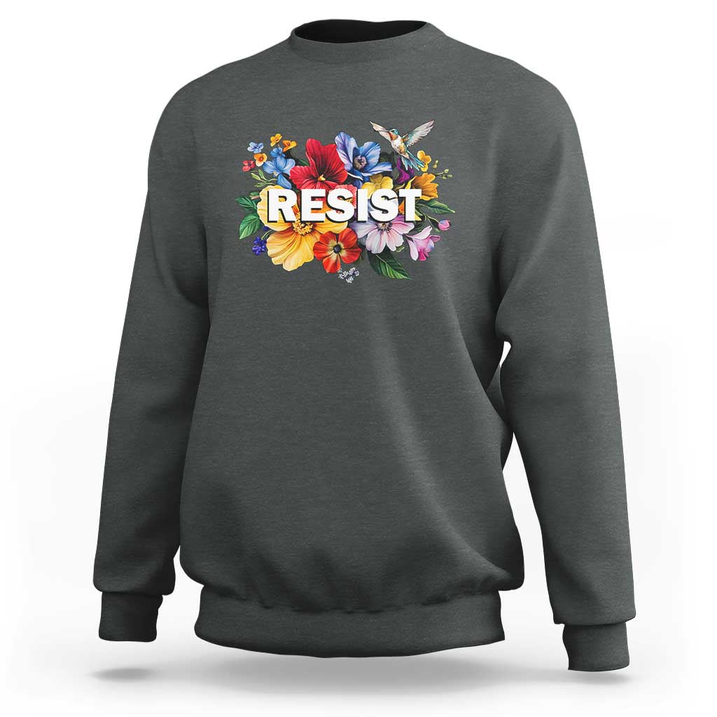Resist Floral Sweatshirt Retro Botanical Graphic