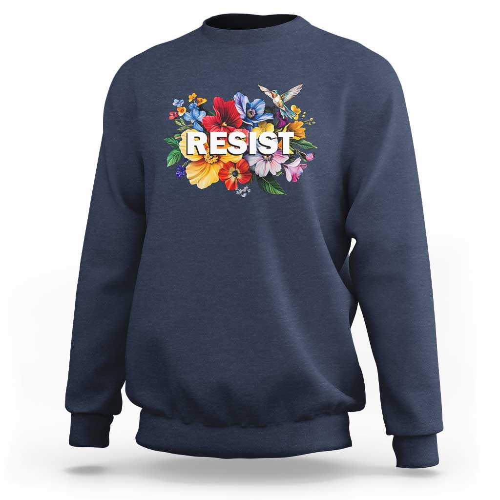 Resist Floral Sweatshirt Retro Botanical Graphic